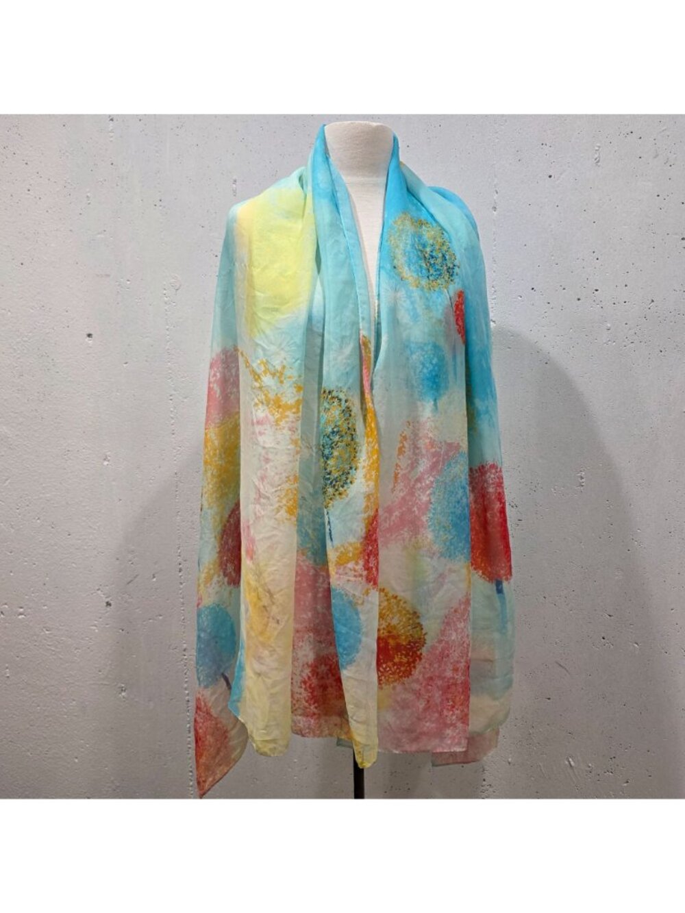 Colorful Sheer Scarf With Abstract Tree Print Lightweight Soft Wrap 72"x38" - Picture 3 of 8